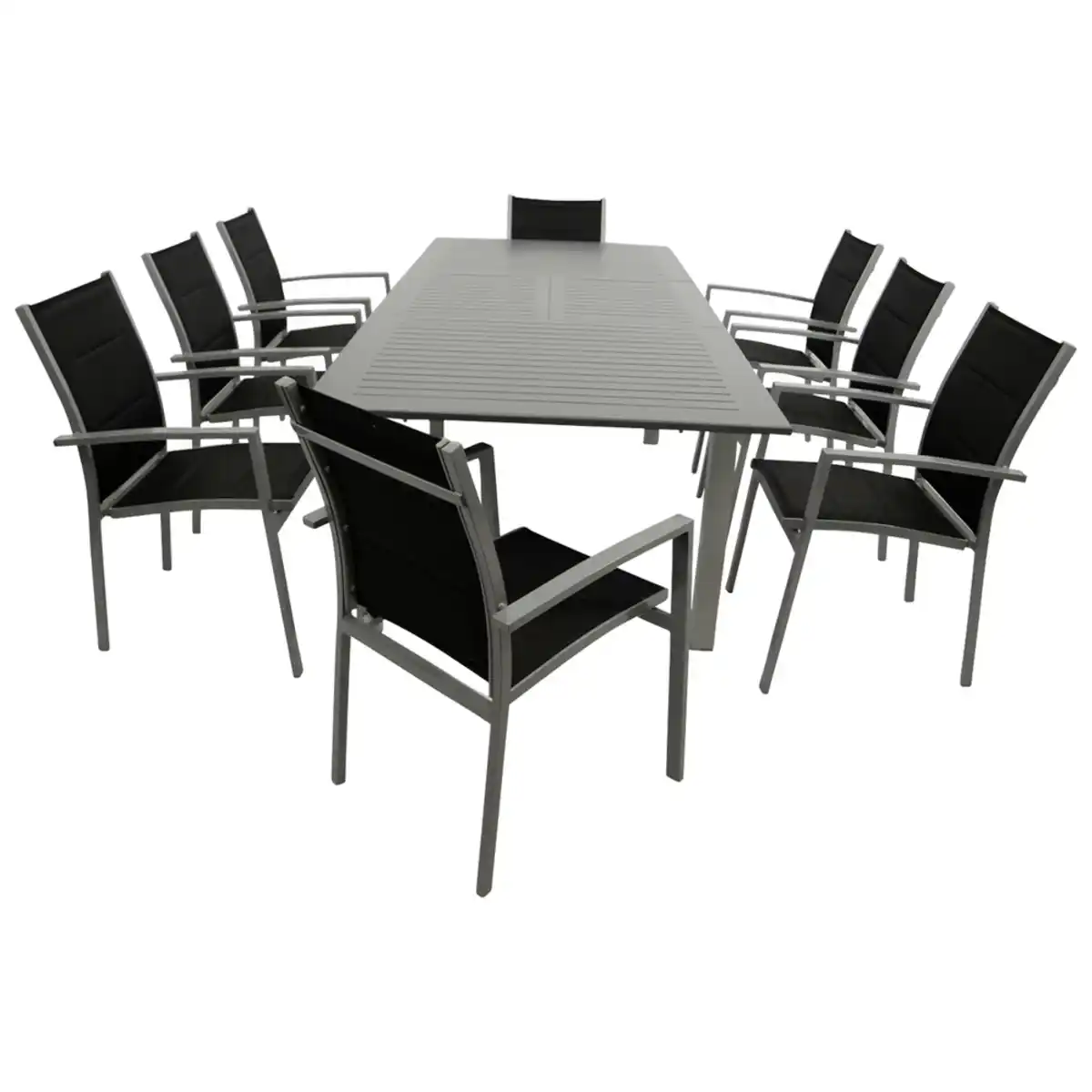 Bild 1 von Gartengarnitur 9-teilig Aluminium Textillehne schwarz