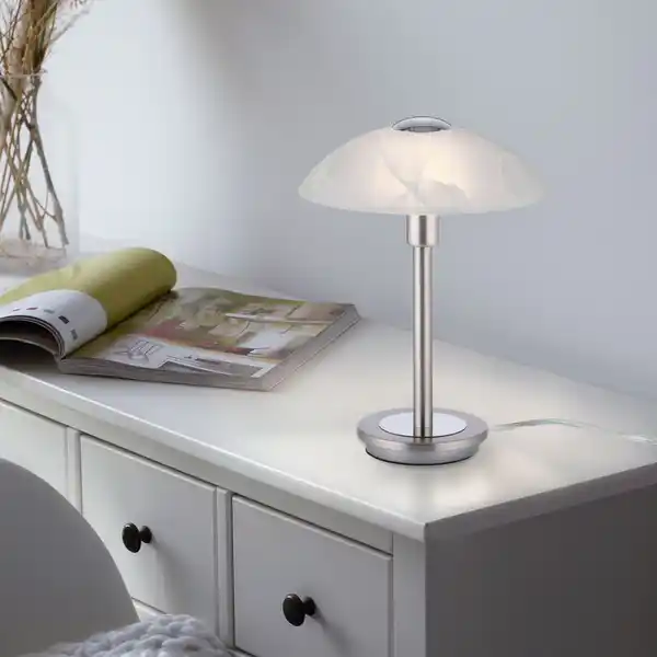 Bild 3 von Tischleuchte ENOVA, dimmbar, Glas in Alabaster Dekor, Stahl