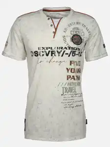 Herren Henleyshirt mit Front-und Backprint Weiß