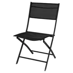 Balkon-Klappstuhl mit Textilene Schwarz