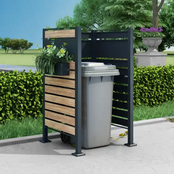 Bild 2 von Mülltonnenzaun 3 Zaunelemente anthrazit