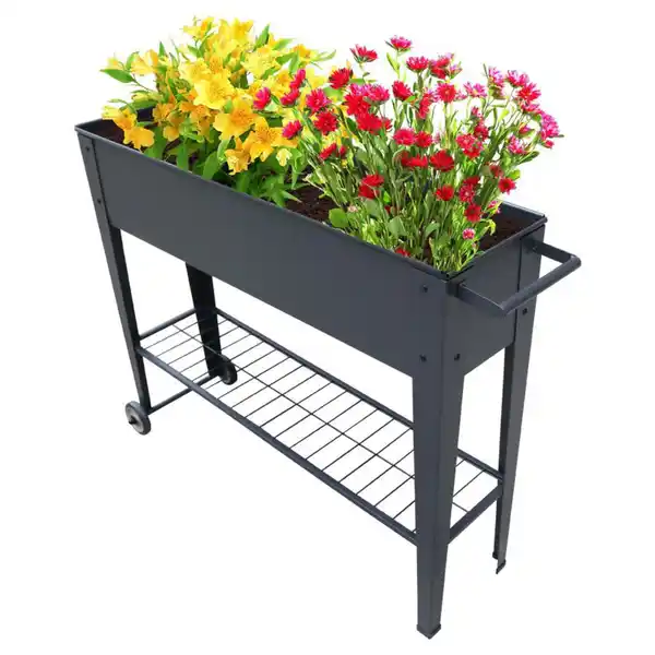 Bild 1 von Metall-Hochbeet mit Rollen Anthrazit-Schwarz