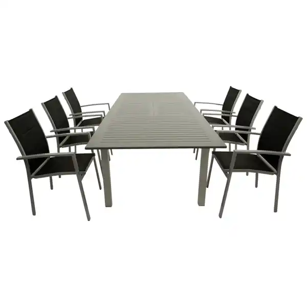 Bild 1 von Gartengarnitur 7-teilig Aluminium Textillehne schwarz