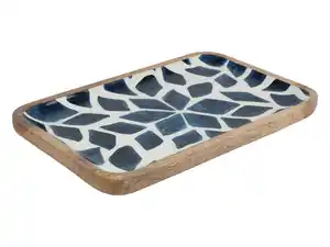 Servierplatte aus Mangoholz mit Emaillebeschichtung