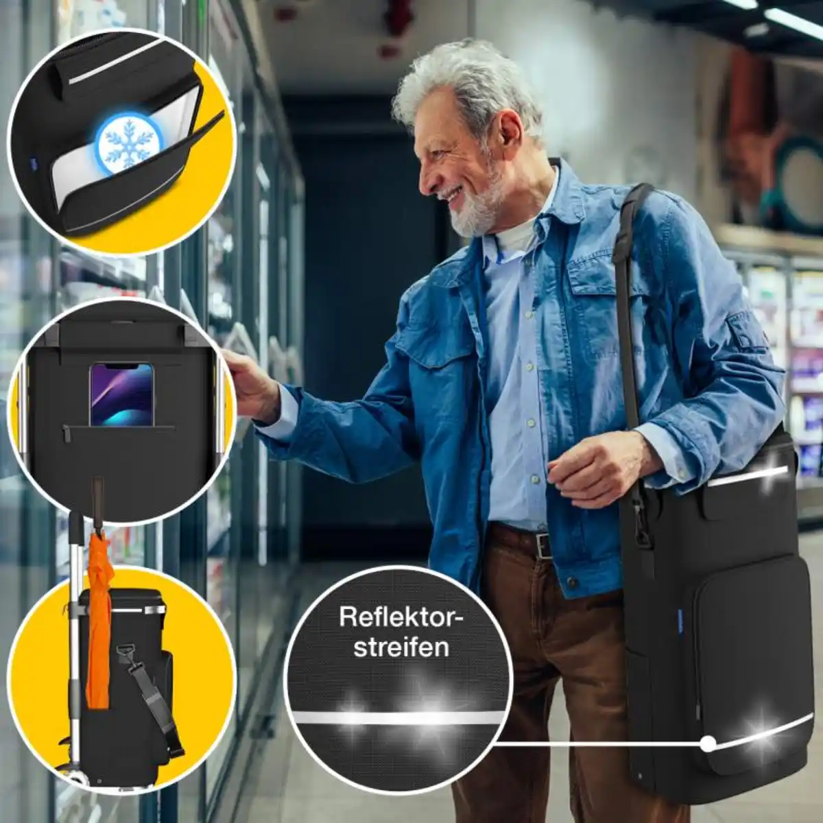 Bild 4 von Treppensteiger Einkaufstrolley mit Kühlfach, abnehmbare Tasche 43 Liter