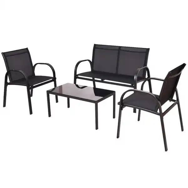 Bild 1 von Lounge-Set 4-teilig Metall schwarz & Textilgewebe