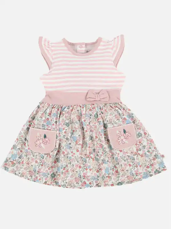 Bild 1 von Baby Mädchen Kleid mit Alloverprint Weiß