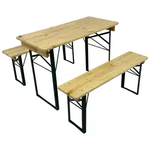 Festzeltgarnitur 3-teilig 110 cm Kiefernholz lackiert