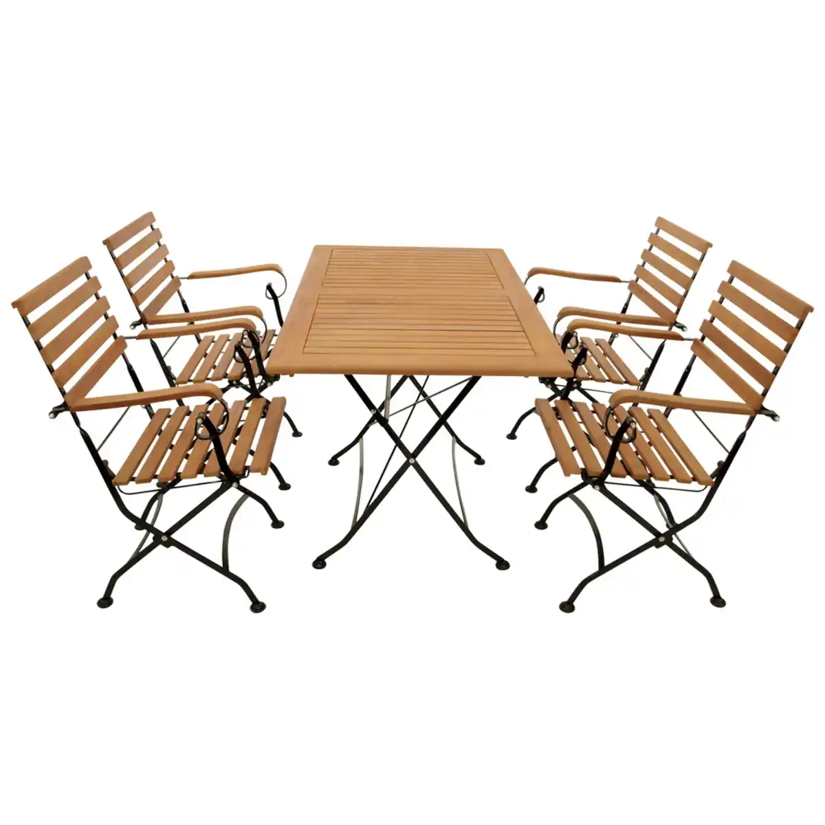 Bild 1 von Klappgarnitur 5-teilig Flachstahl und Eukalyptusholz