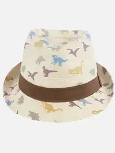 Jungen Strohhut mit Dinoprint Weiß