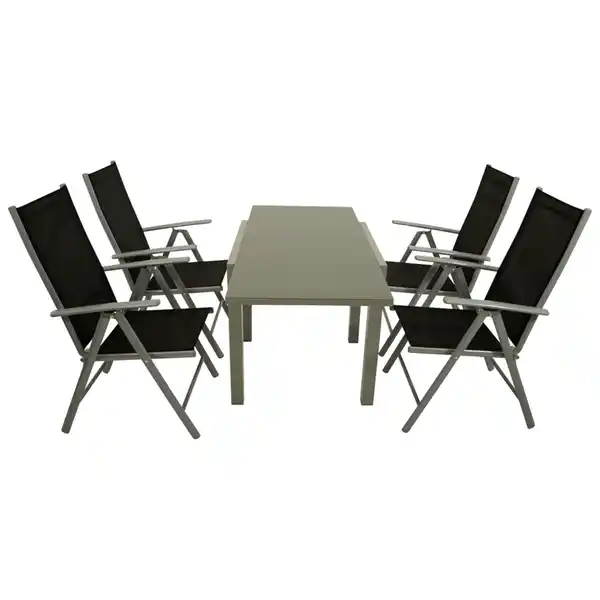 Bild 1 von Gartengarnitur 5-teilig Aluminium Textillehne schwarz