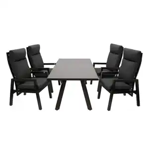Gartengarnitur 5-teilig Aluminium Dunkelgrau