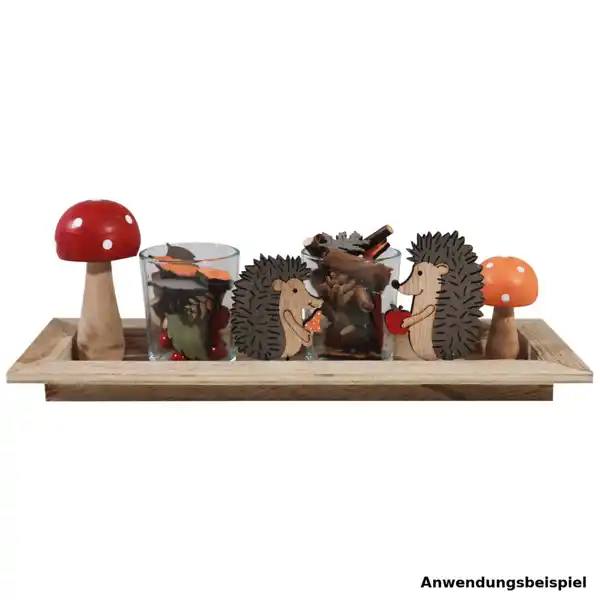 Bild 1 von Deko-Tablett Holz mit Teelicht und Herbstdeko