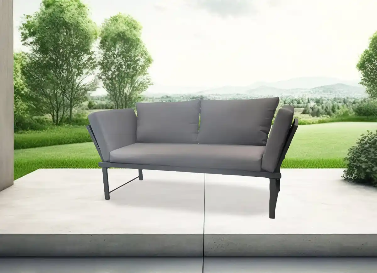 Bild 1 von Lounge-Gartensofa aus Metall inkl. Kissen 160-216x74x69cm