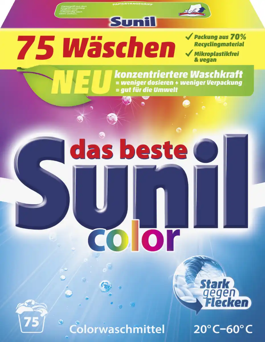 Bild 1 von Sunil Colorwaschmittel Pulver 75 WL