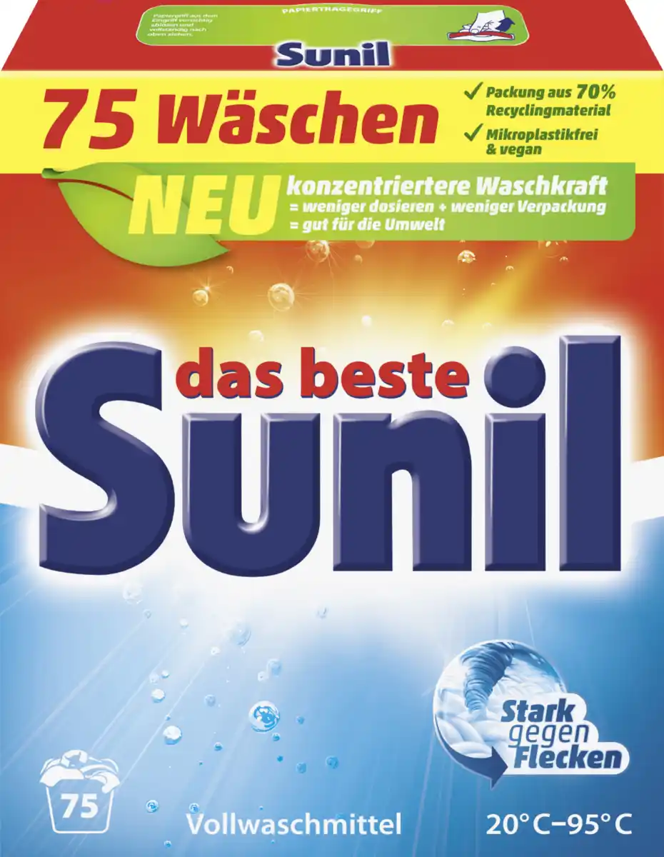 Bild 1 von Sunil aktiv Vollwaschmittel Pulver 75 WL