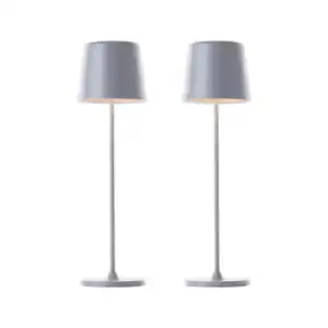 LED-Akku-Tischleuchte Kaami, 2er-Set, grau matt