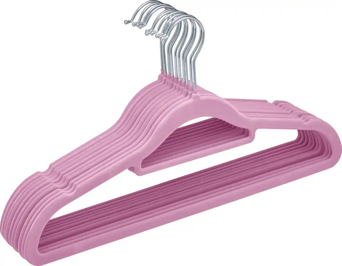 Bild 1 von IDEENWELT Beflockte Kleiderbügel 10er Set pink