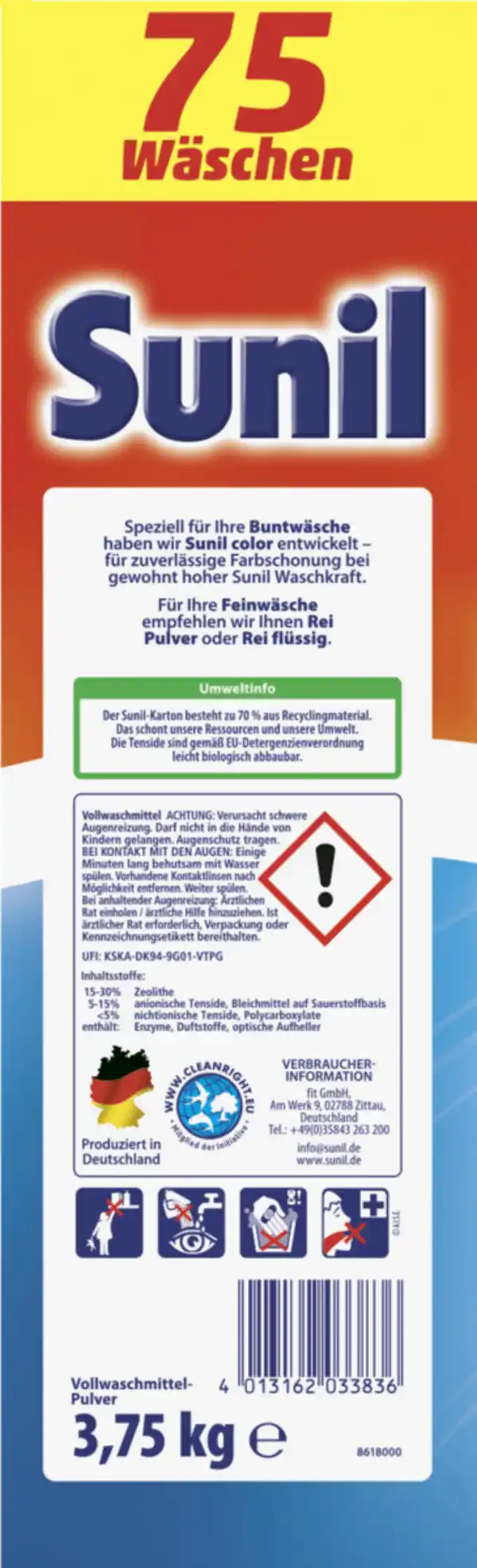 Bild 3 von Sunil aktiv Vollwaschmittel Pulver 75 WL