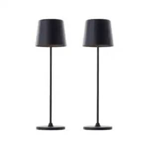 LED-Akku-Tischleuchte Kaami, 2er-Set, schwarz matt