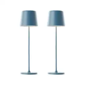 LED-Akku-Tischleuchte Kaami, 2er-Set, nordisch blau matt