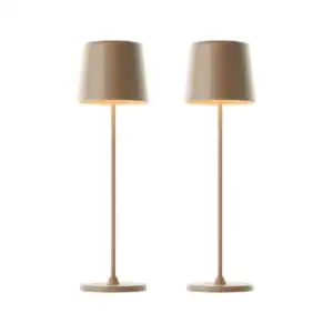 LED-Akku-Tischleuchte Kaami, 2er-Set, cappuccino matt