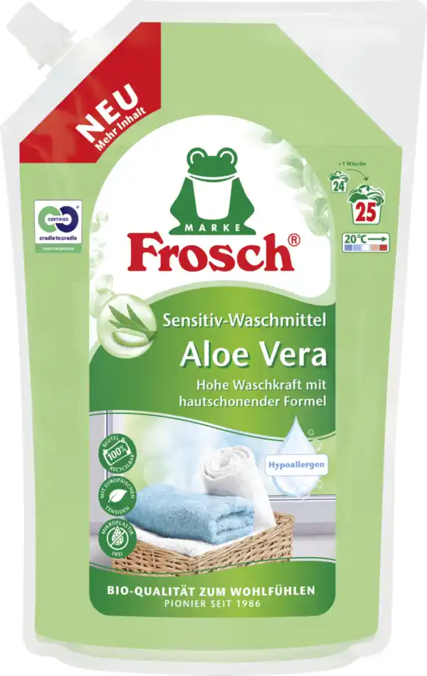 Bild 1 von Frosch Sensitiv-Waschmittel Aloe Vera 25WL, 25 WL