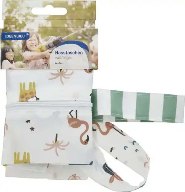 Bild 1 von IDEENWELT Nasstasche Tiere/ Streifen 2er Set