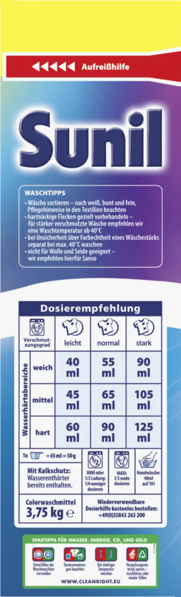 Bild 2 von Sunil Colorwaschmittel Pulver 75 WL