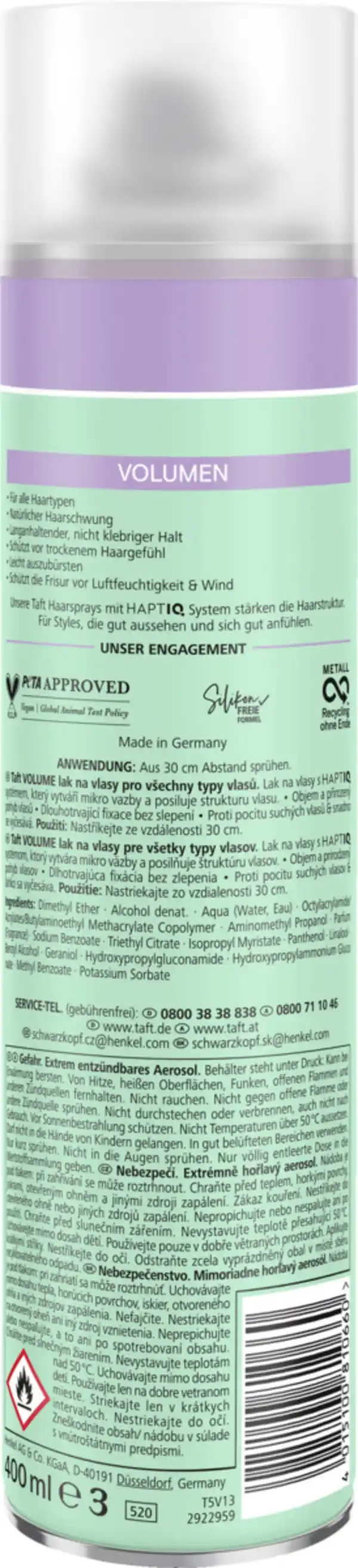 Bild 2 von Taft Haarspray Volumen, 400 ml