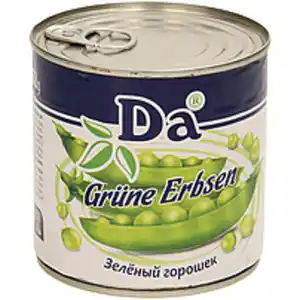 Grüne Erbsen, nicht größensortiert, mit Zuckerzusatz