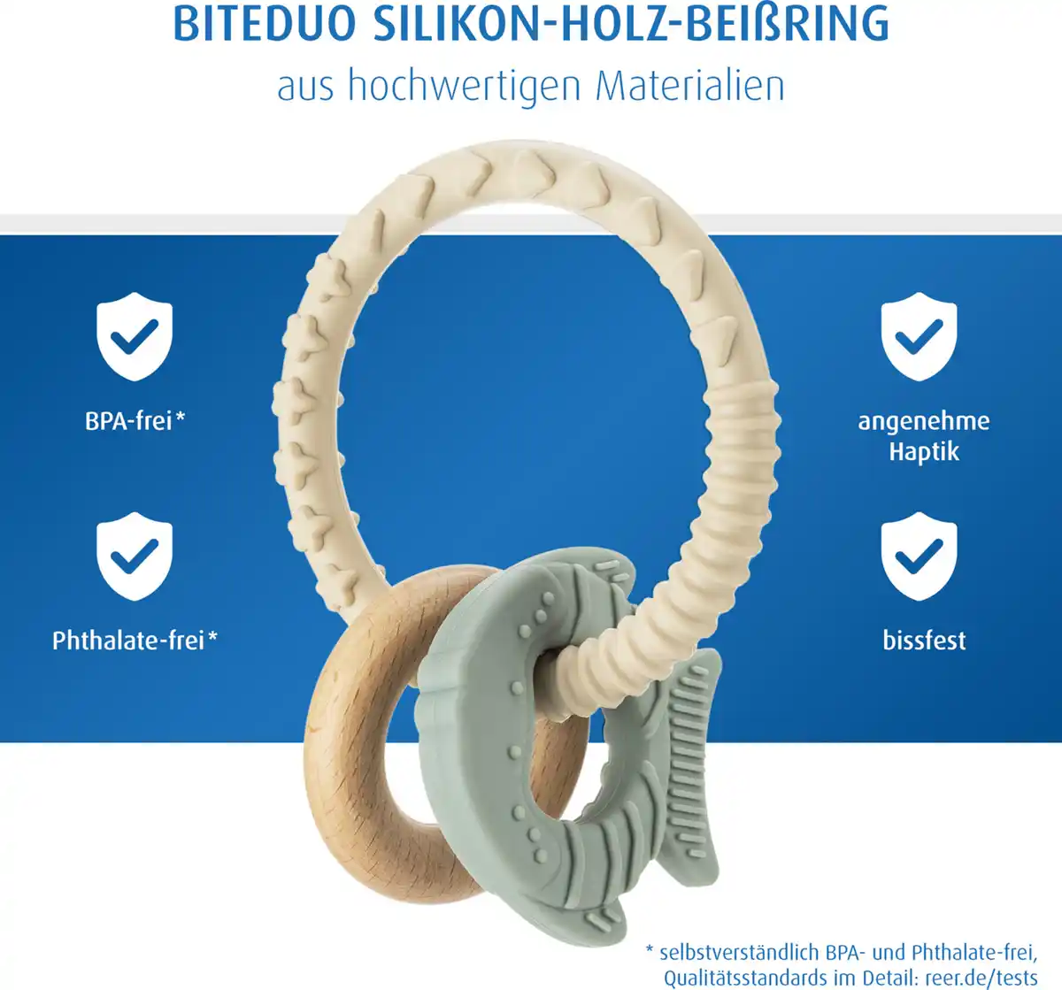 Bild 2 von reer BiteDuo Silikon-Holz-Beißring