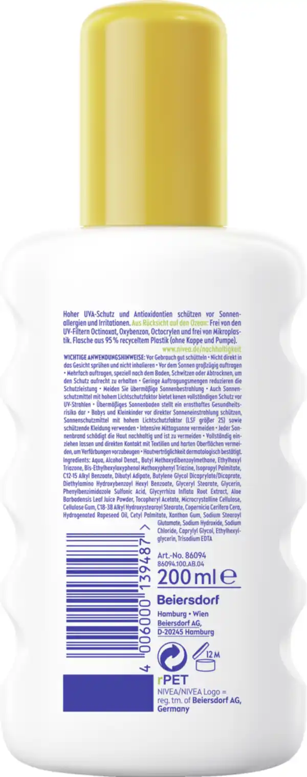 Bild 2 von NIVEA SUN Sensitiv Sofort-Schutz Sonnenspray LSF 50+, 200 ml