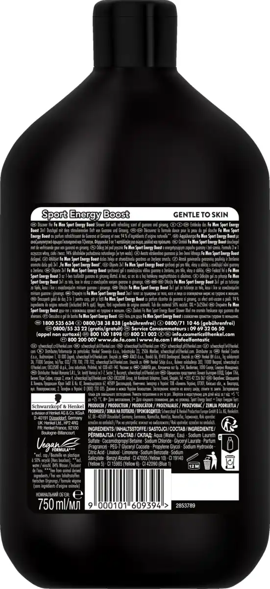 Bild 2 von Fa Men Duschgel Sport Energy Boost XXL, 750 ml