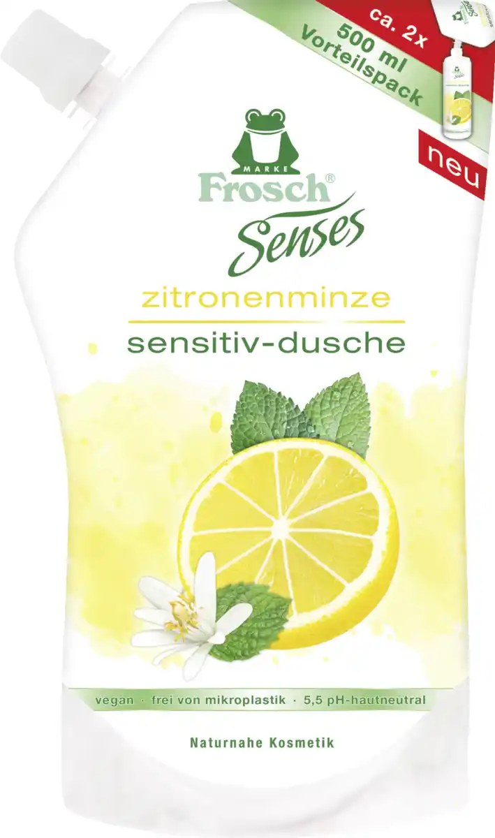 Bild 1 von Frosch Senses Zitronenminze Sensitiv-Dusche Nachfüllbeutel, 500 ml