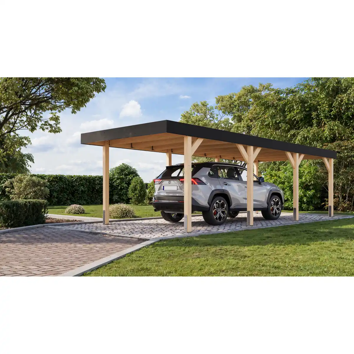Bild 1 von Karibu Einzelcarport 'Elmo 2' Fichtenholz naturbelassen 318 x 246,5 x 813 cm