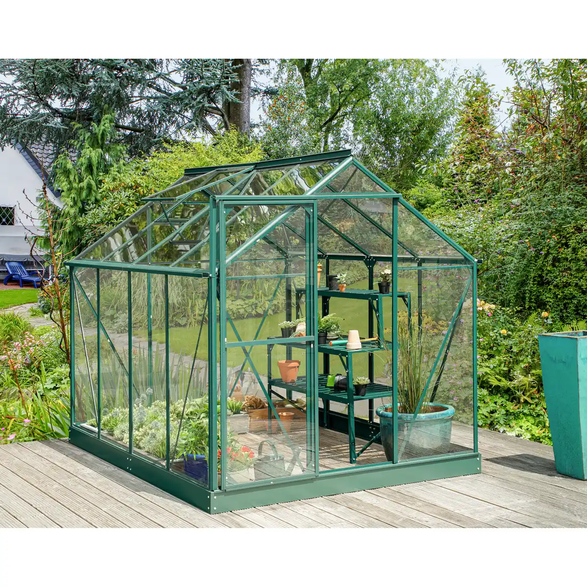 Bild 1 von Vitavia Gewächshaus 'Triton 5000' 190,4 x 253,5 cm mit 3 mm Sicherheitsglas smaragdfarben