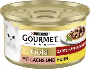 Gourmet Gold Zarte Häppchen in Sauce mit Lachs & Huhn, 85 g