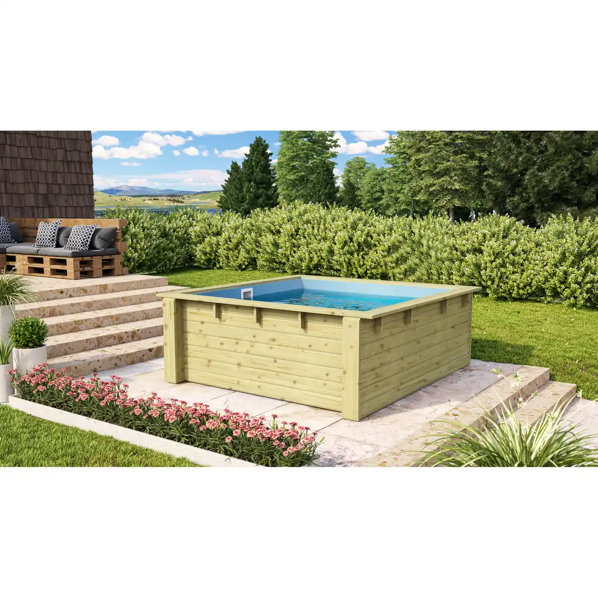 Bild 1 von Karibu Massivholzpool 'Modell Minipool' 200,5 x 78 x 223 cm