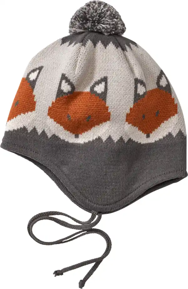 Bild 1 von ALANA Mütze mit Bommel & Fuchs-Muster, grau, Gr. 46/47