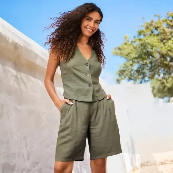 Bild 2 von Damen-Shorts mit Leinen-Anteil