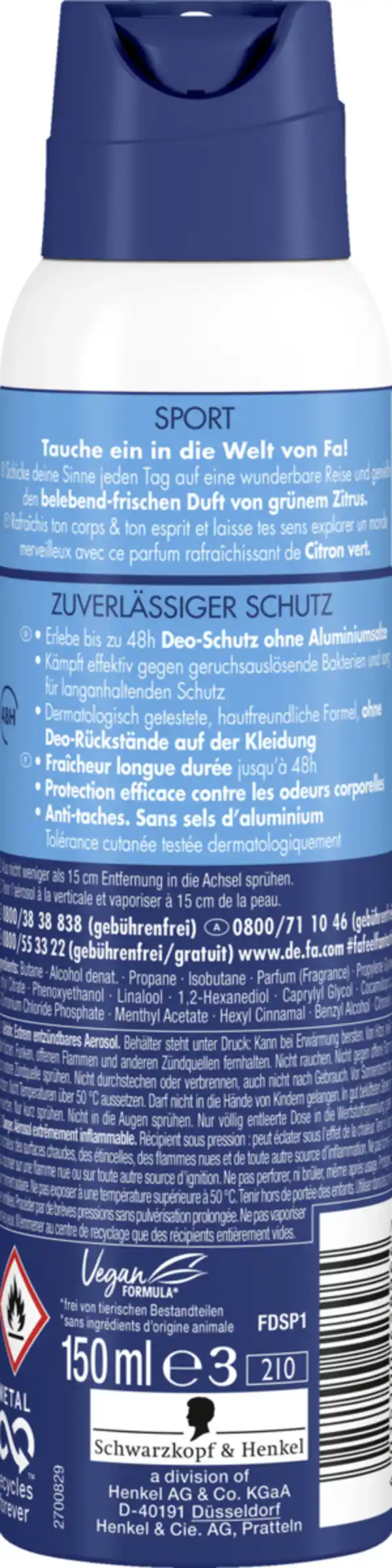 Bild 2 von Fa Deospray Sport 150ml, 150 ml