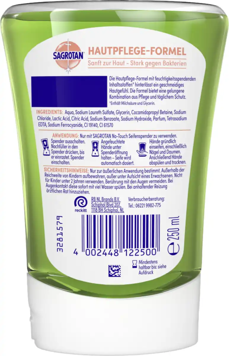 Bild 2 von Sagrotan No-Touch Nachfüller Flüssige Handseife Grüner Apfel & Jasminblüte, 250 ml