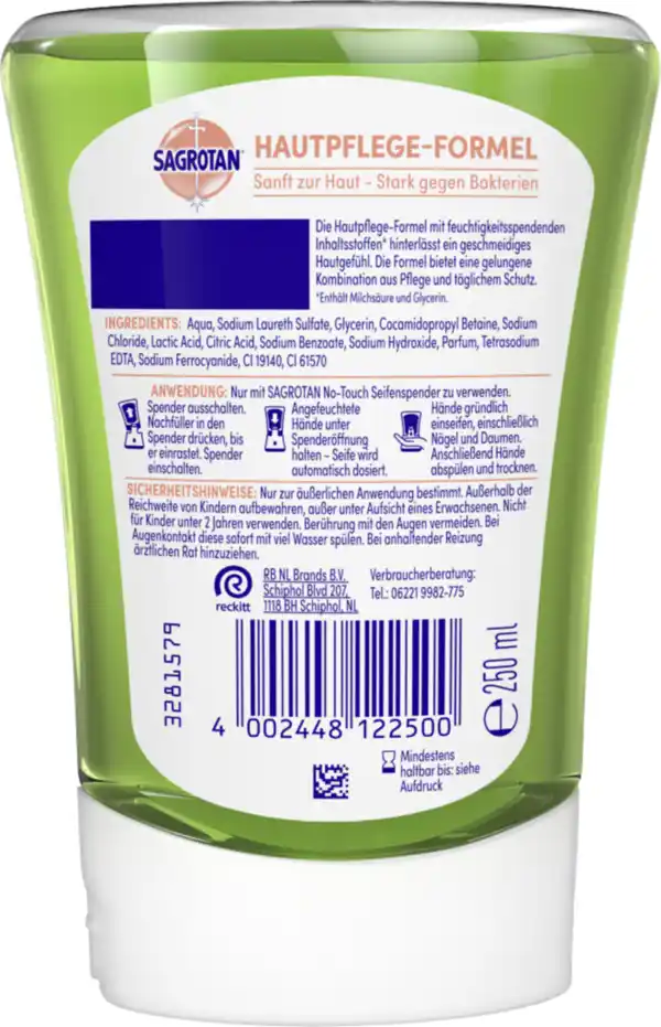 Bild 2 von Sagrotan No-Touch Nachfüller Flüssige Handseife Grüner Apfel & Jasminblüte, 250 ml