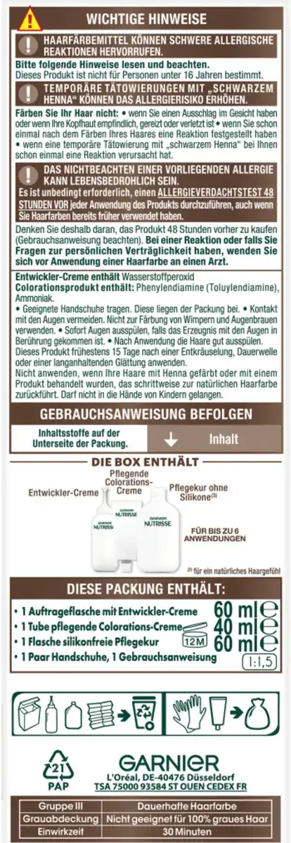 Bild 3 von Garnier Nutrisse Farbsensation Dauerhafte Haarfarbe Coloration 4.15 Tiramisu