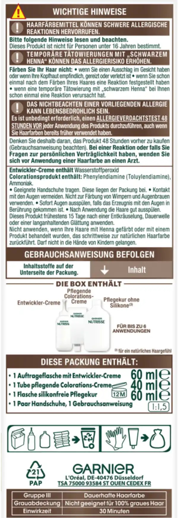Bild 3 von Garnier Nutrisse Farbsensation Dauerhafte Haarfarbe Coloration 4.15 Tiramisu