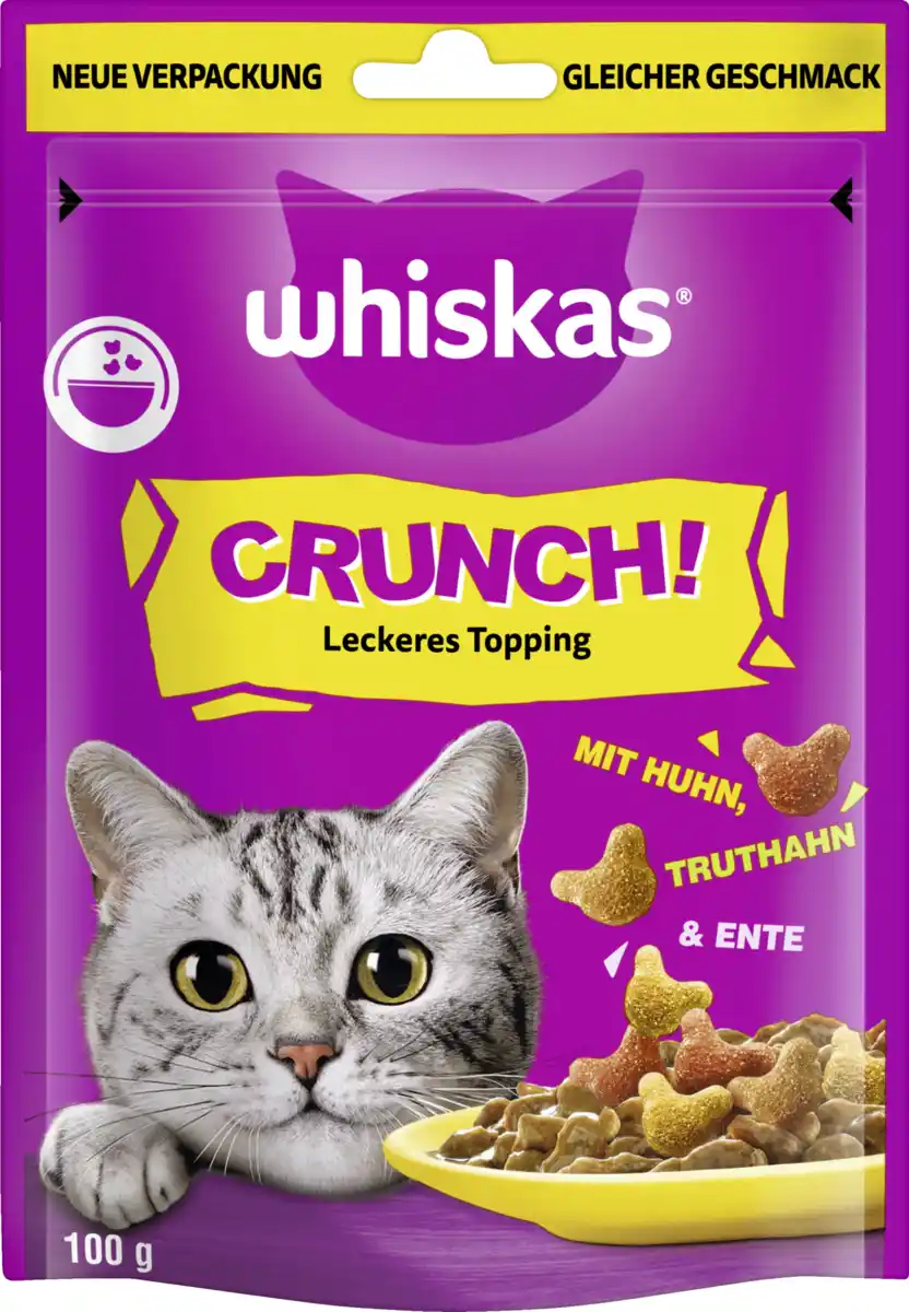 Bild 1 von Whiskas Crunch Portionsbeutel Huhn Truthahn Ente, 100 g