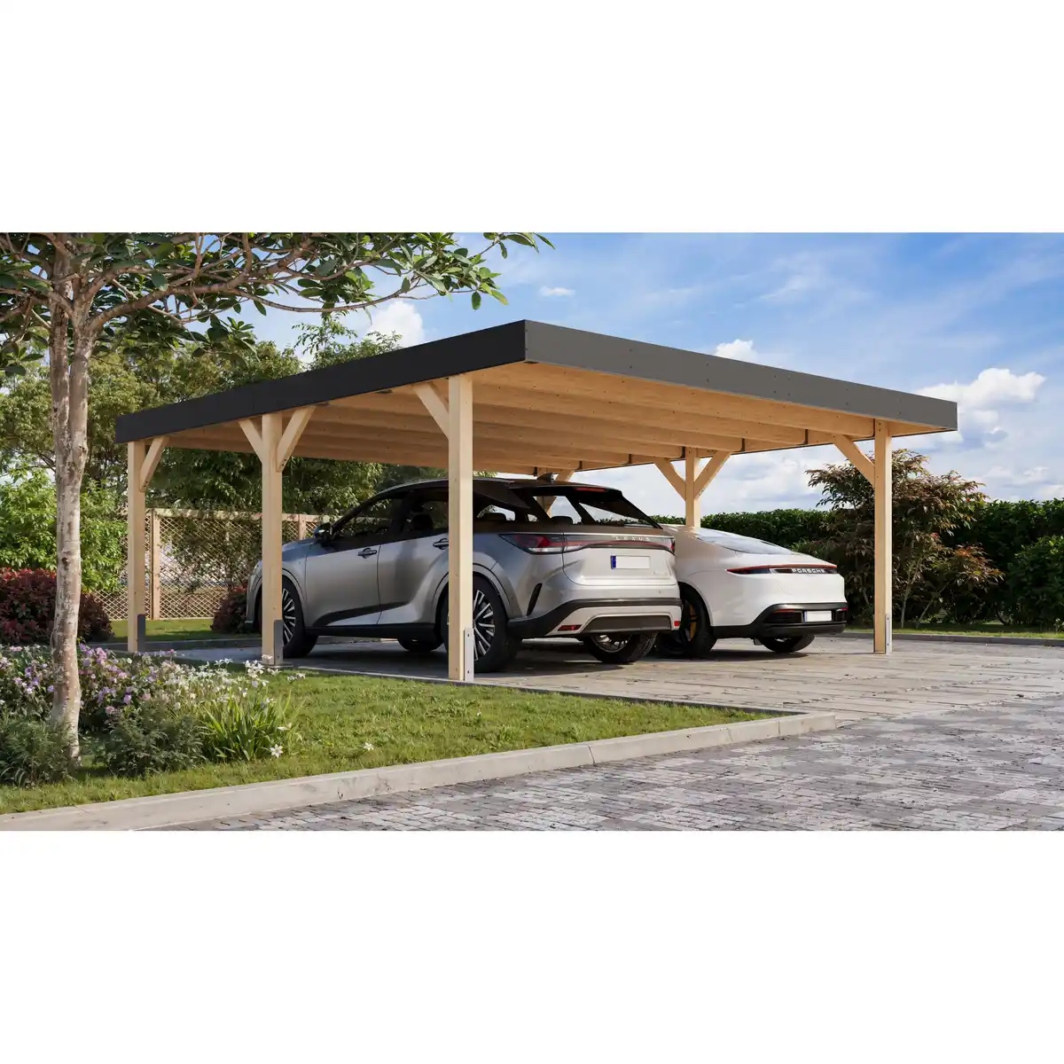 Bild 1 von Karibu Doppelcarport 'Elmo 1' Fichtenholz naturbelassen 558 x 246,5 x 576,5 cm