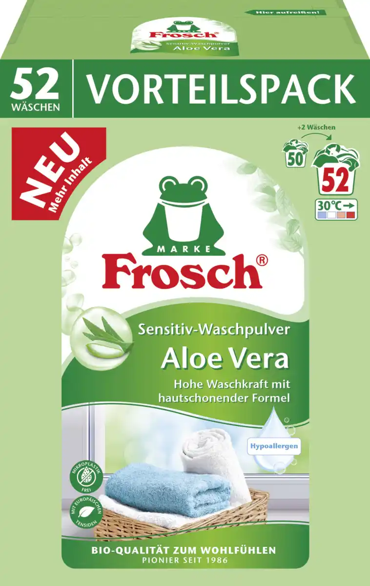 Bild 1 von Frosch Sensitiv-Waschmittel Pulver Aloe Vera Hypoallergen 52 WL
