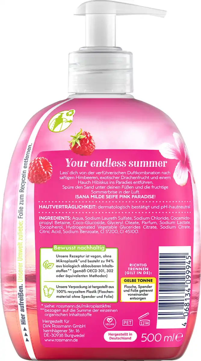 Bild 2 von ISANA Creme Seife Pink Paradise, 500 ml